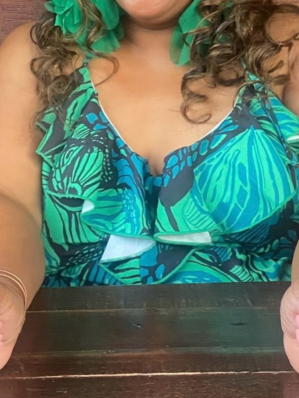 Women’s Green Printed dress with Ruffle